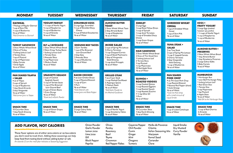 Houston Weight Loss Center meal plan (English)