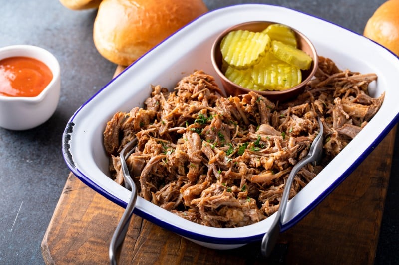 Pulled pork on a serving platter