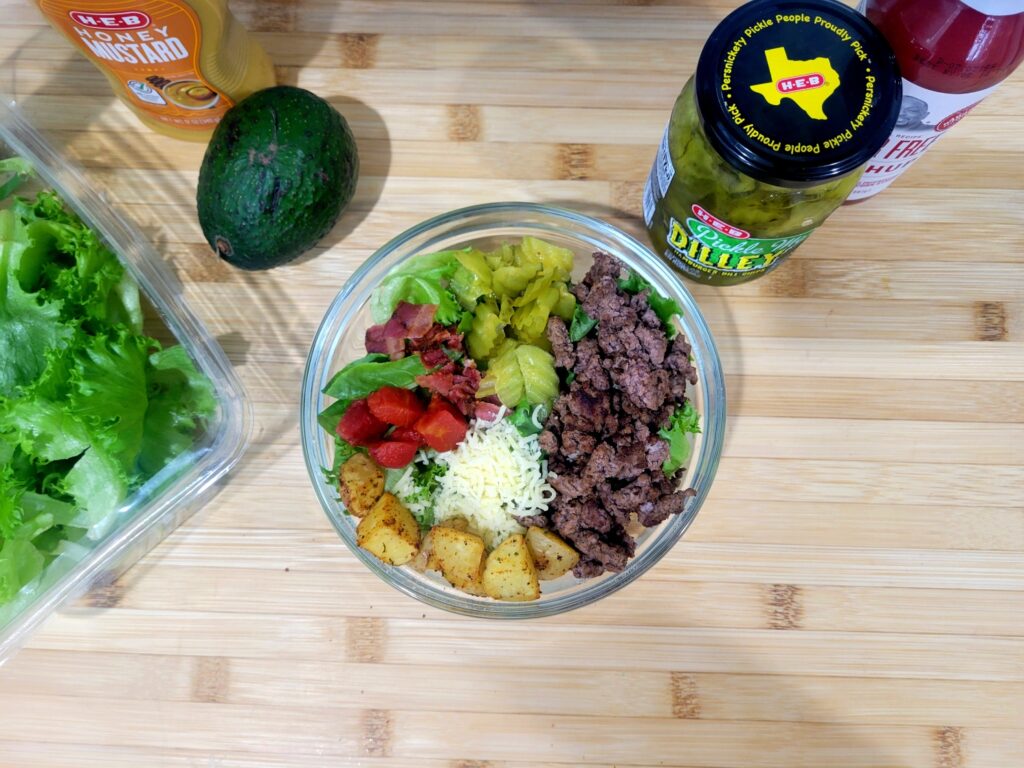 Low carb burger bowls