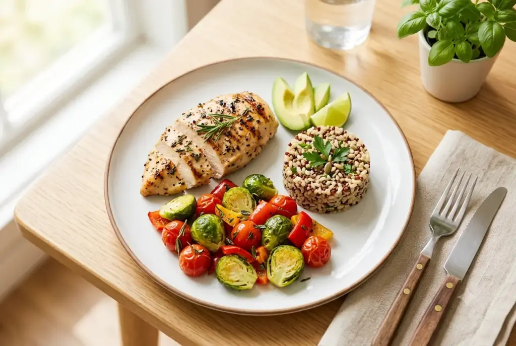 Balanced portion-controlled healthy meal