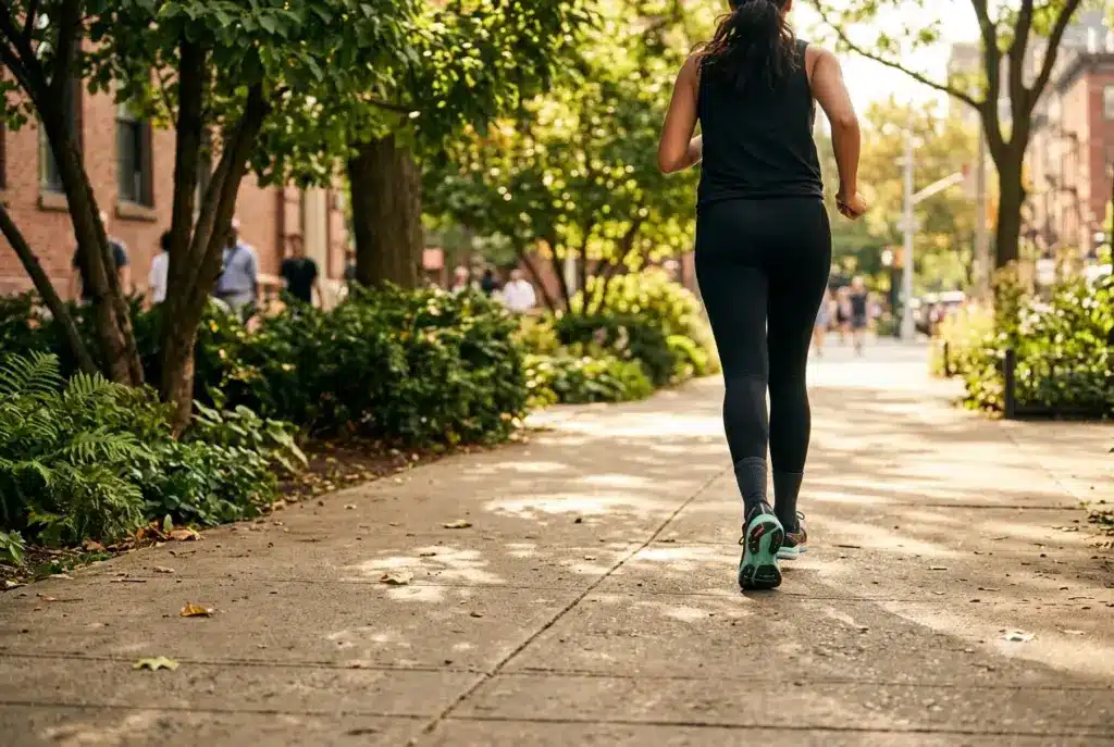 Walking outdoors as part of an active lifestyle